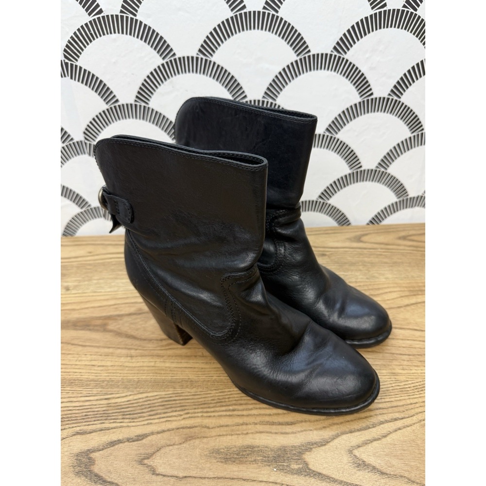 Frye Women's Boots 8M Lucinda Scrunch Ankle Dark Brown Leather Block Heel Moto